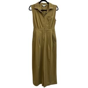 Athleta Brooklyn Heights Wide Leg Jumpsuit Tan Women's 6 *FLAW*